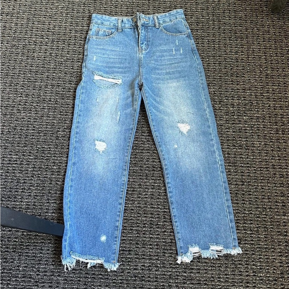Distressed Blue Jeans